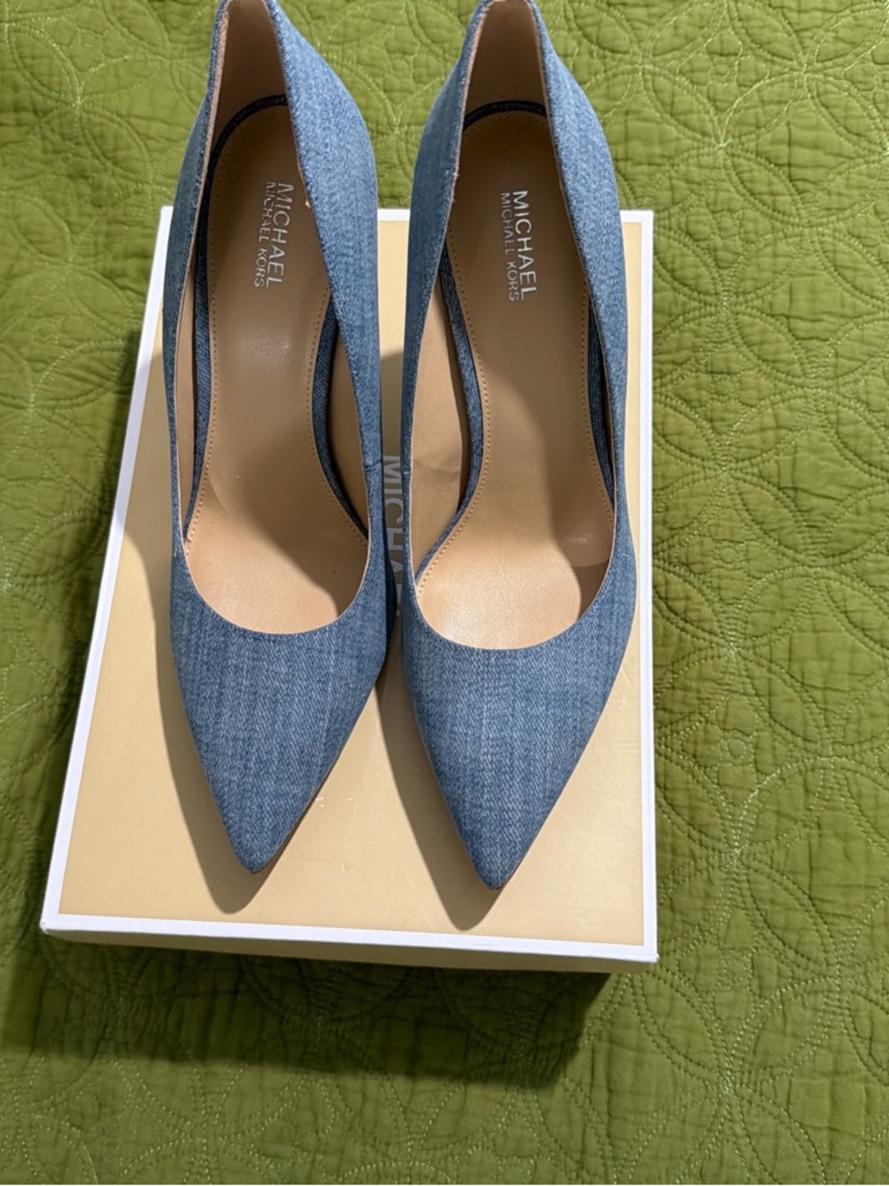 MICHAEL Michael Kors Denim Pointed-Toe Pumps in Light Blue